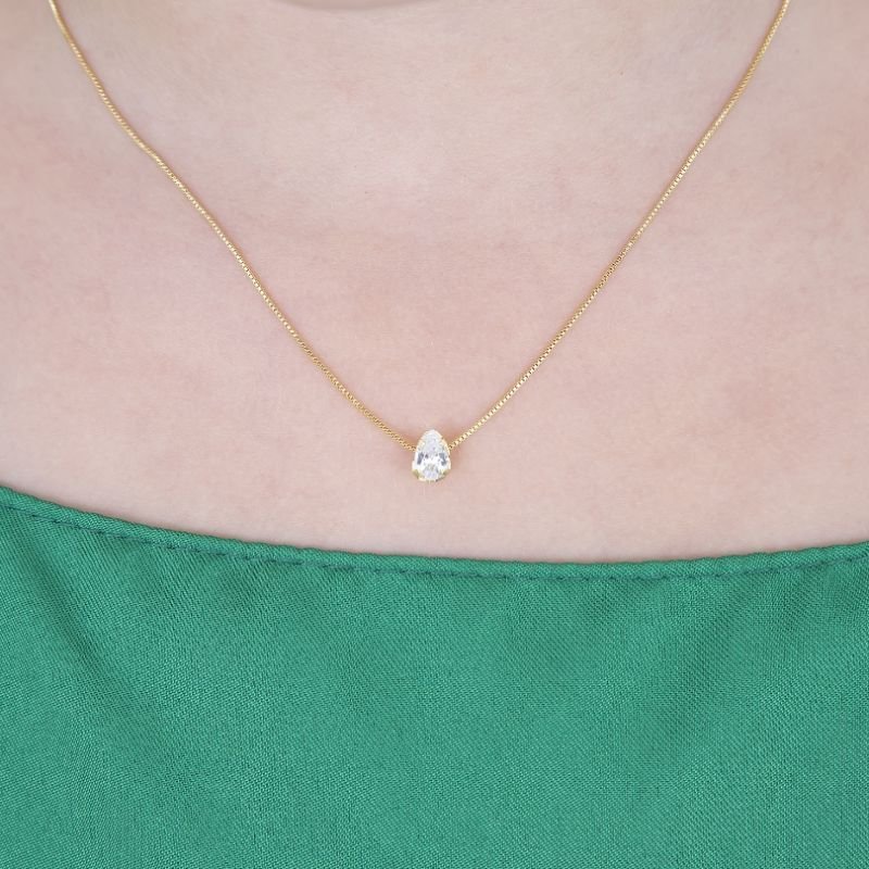 COLAR INFANTIL GOTA COM PEDRA CRAVADA BANHADO EM OURO