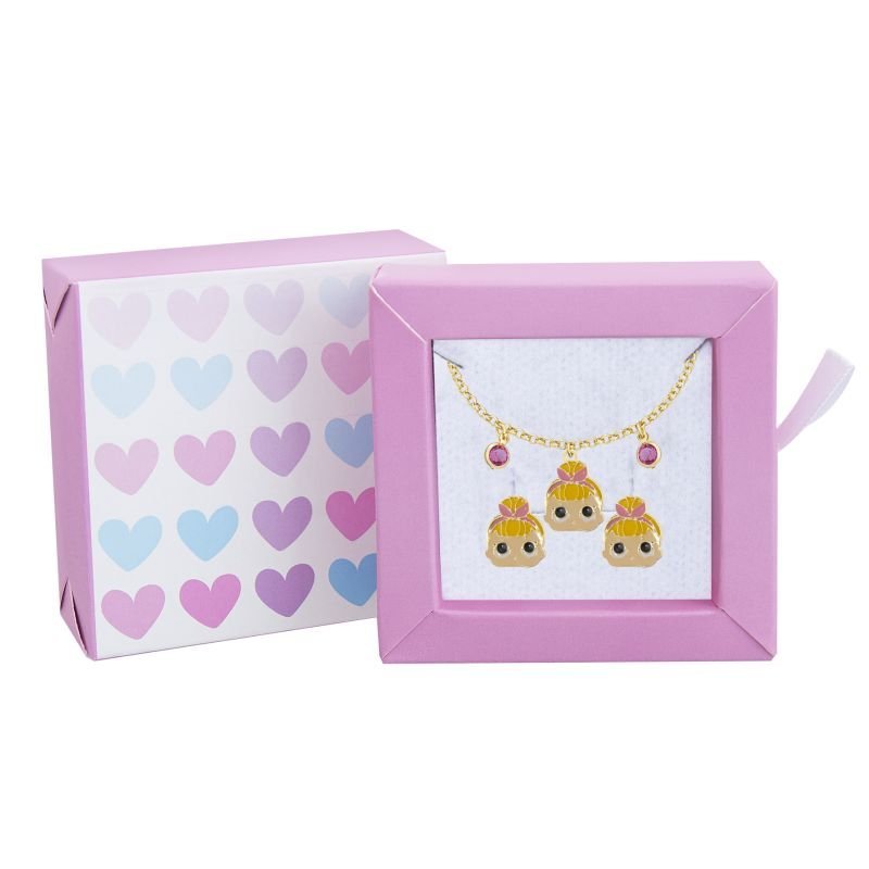 CONJUNTO INFANTIL BRINCO E PULSEIRA LOL SIS BANHADO EM OURO
