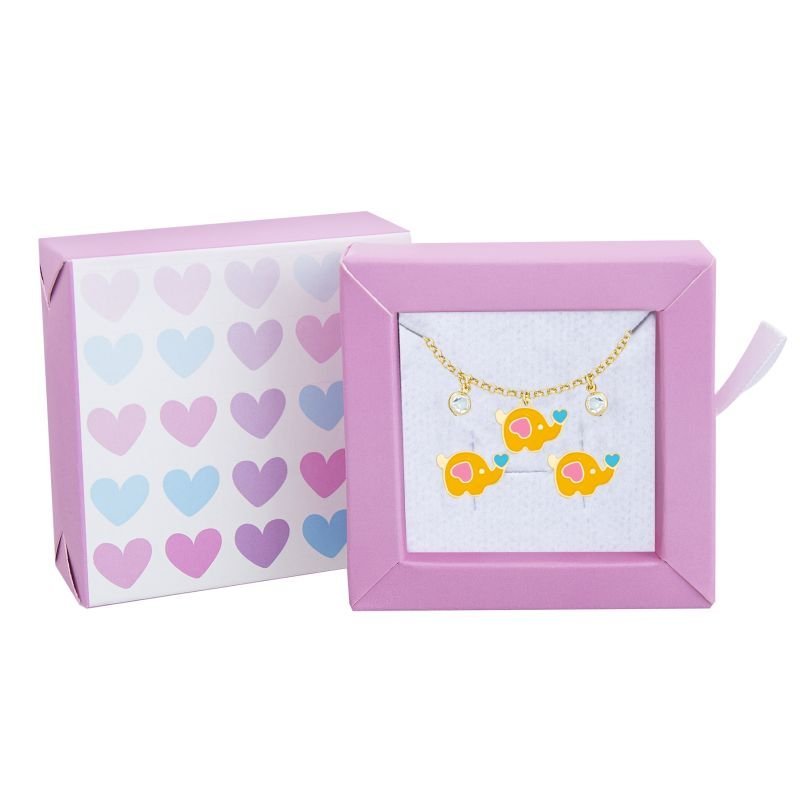 CONJUNTO INFANTIL BRINCO E PULSEIRA ELEFANTINHO BANHADO EM OURO
