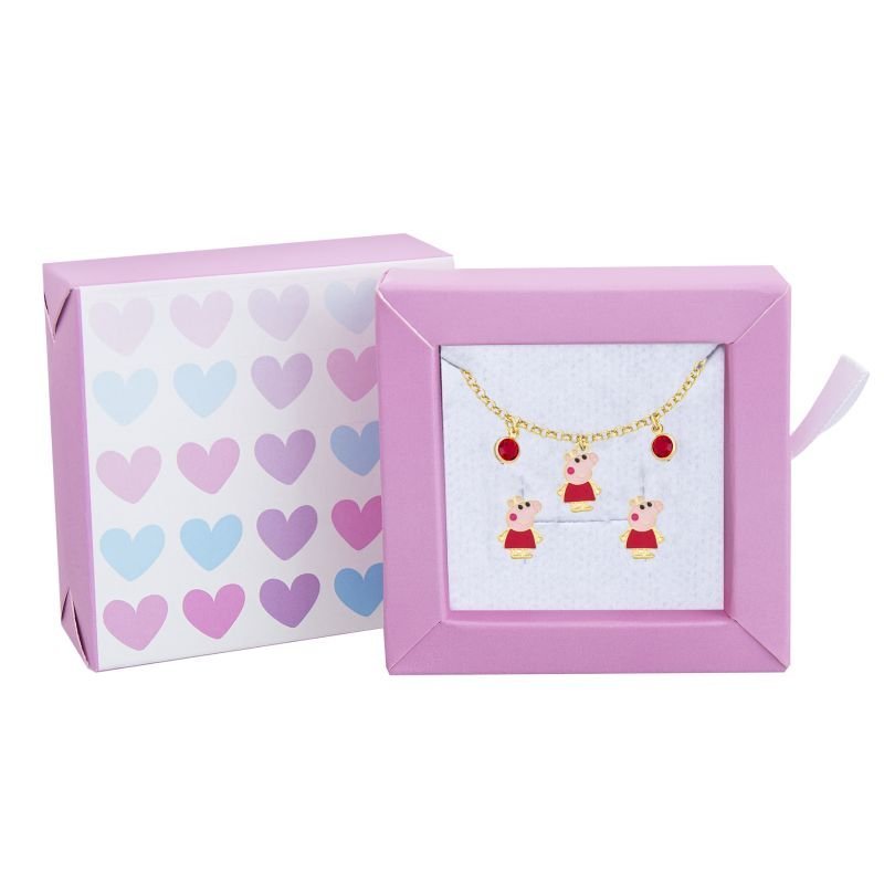 CONJUNTO INFANTIL BRINCO E PULSEIRA PEPPA PIG BANHADO EM OURO