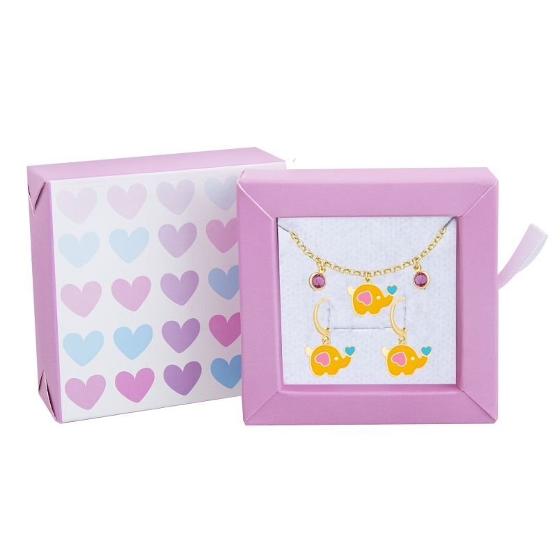 CONJUNTO INFANTIL BRINCO ARGOLA E PULSEIRA ELEFANTINHO BANHADO EM OURO
