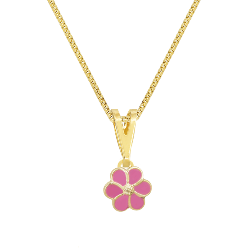 COLAR INFANTIL FLORZINHA RESINADA BANHADO A OURO