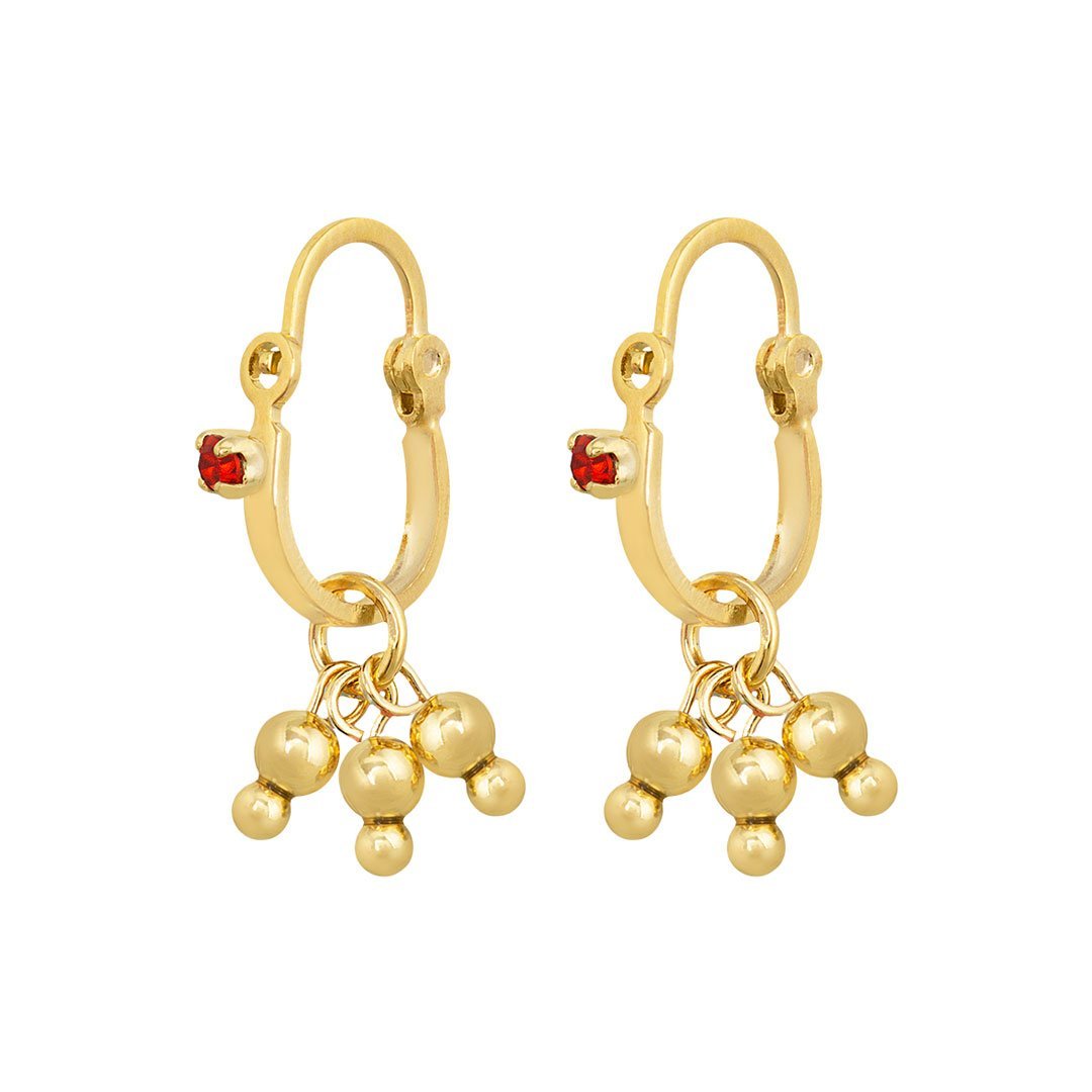 BRINCO INFANTIL ARTICULADO DE PEDRINHA COM BOLINHAS BANHADO A OURO