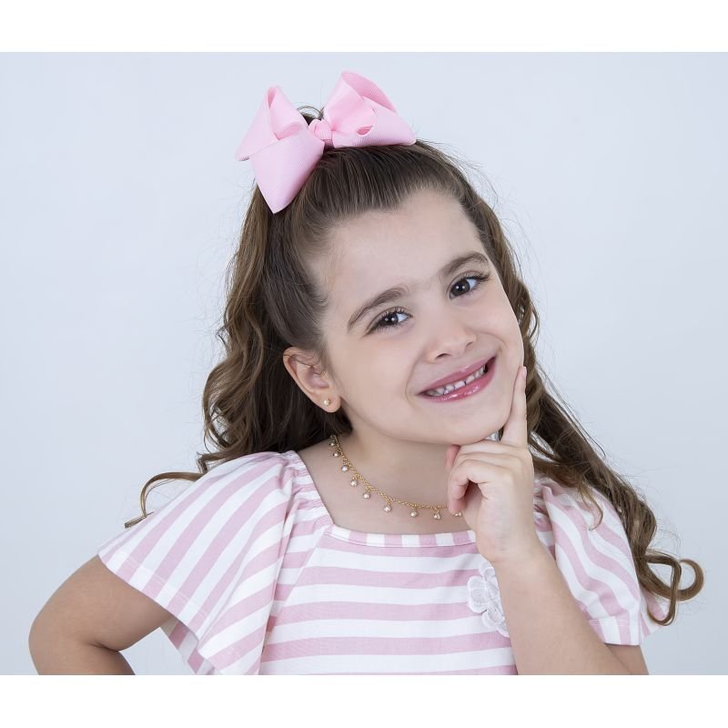 BRINCO INFANTIL ZIGUE ZAGUE COM PÉROLA 4MM BANHADO EM OURO