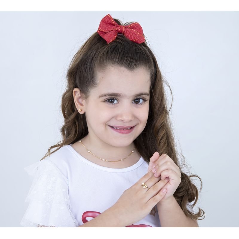 BRINCO INFANTIL PÉROLA NA GAIOLINHA BANHADO EM OURO