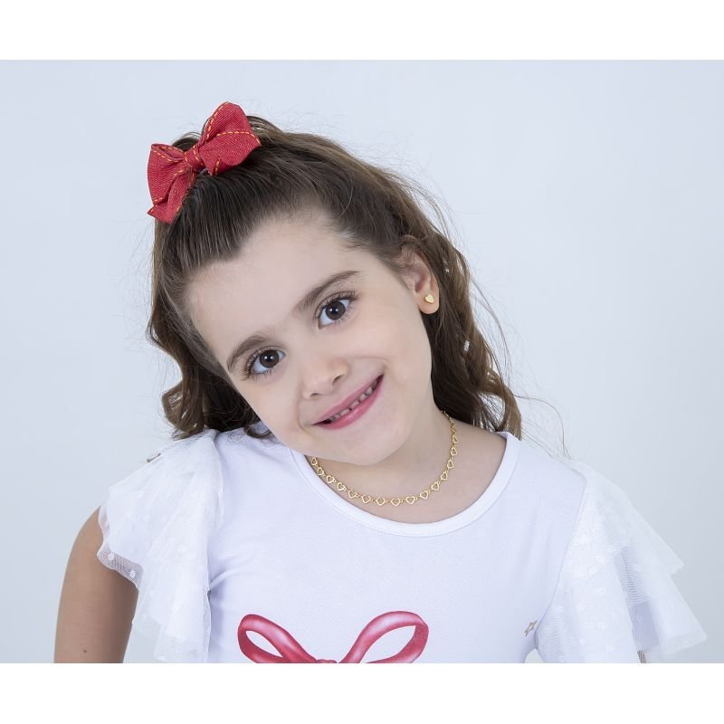 COLAR INFANTIL CORAÇÕES FOSCOS BANHADO EM OURO