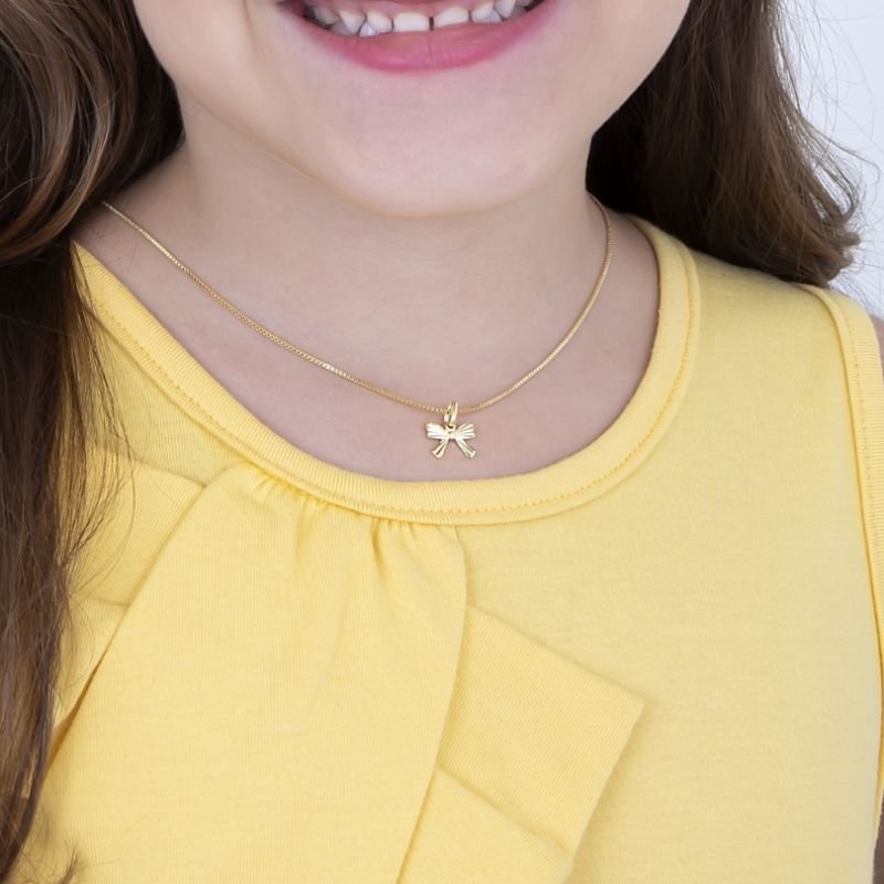 COLAR INFANTIL LAÇO DIAMANTADO BANHADO EM OURO