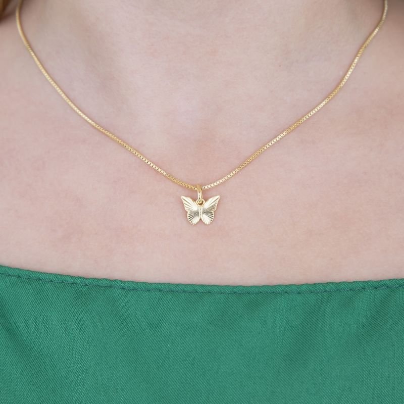 COLAR INFANTIL BORBOLETA DIAMANTADA BANHADO EM OURO