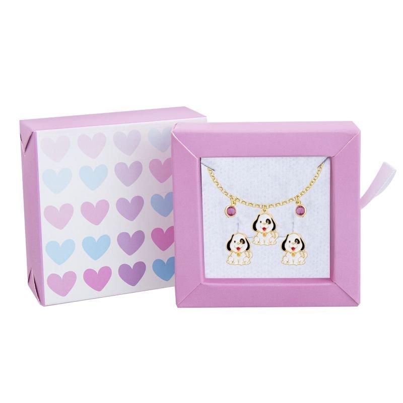 CONJUNTO INFANTIL BRINCO E PULSEIRA CACHORRINHO BANHADO EM OURO