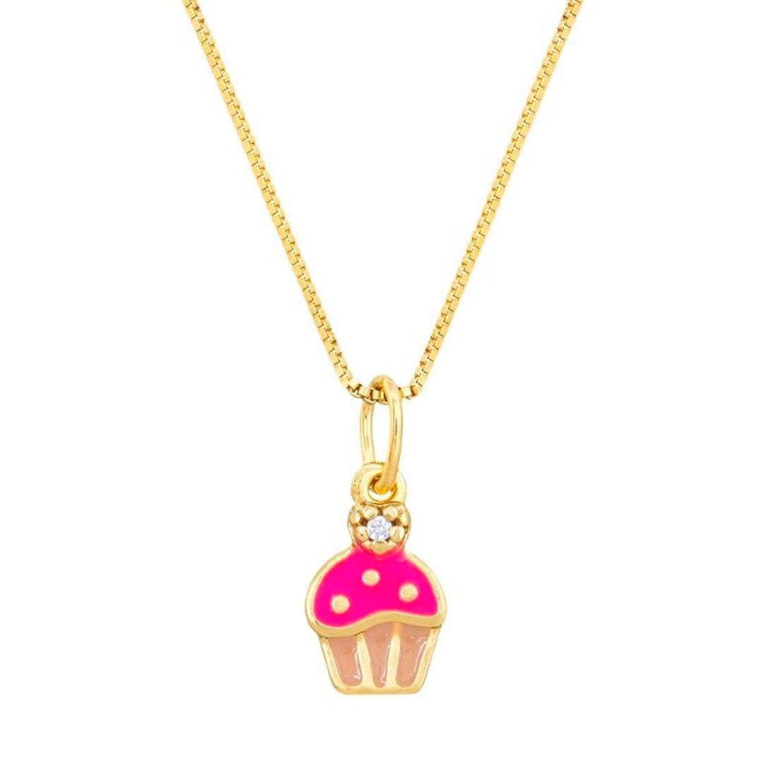 BRINCO E COLAR CUPCAKE RESINADO - BANHADO À OURO