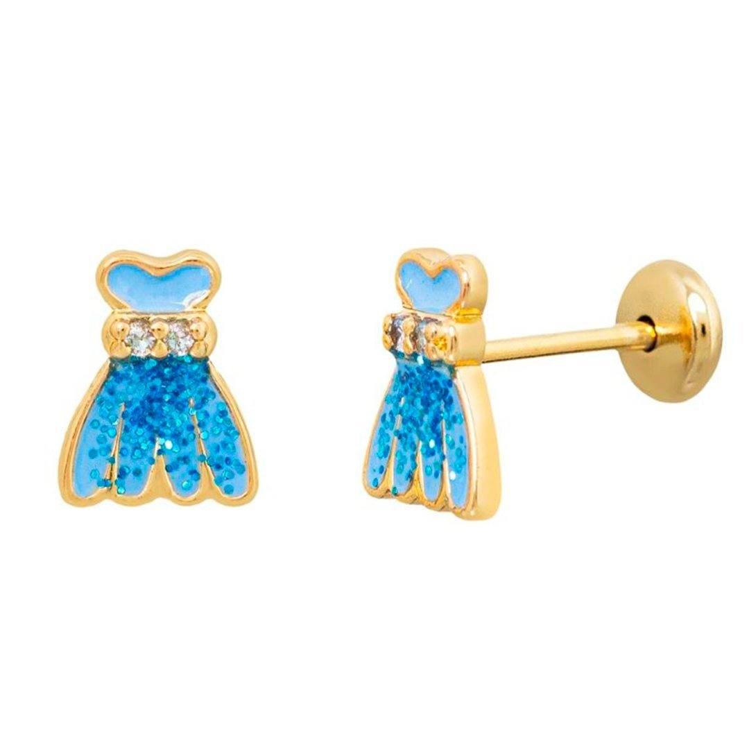 BRINCO E COLAR VESTIDO PRINCESA - BANHADO À OURO