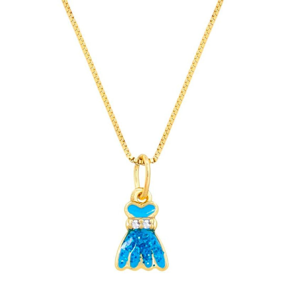 BRINCO E COLAR VESTIDO PRINCESA - BANHADO À OURO