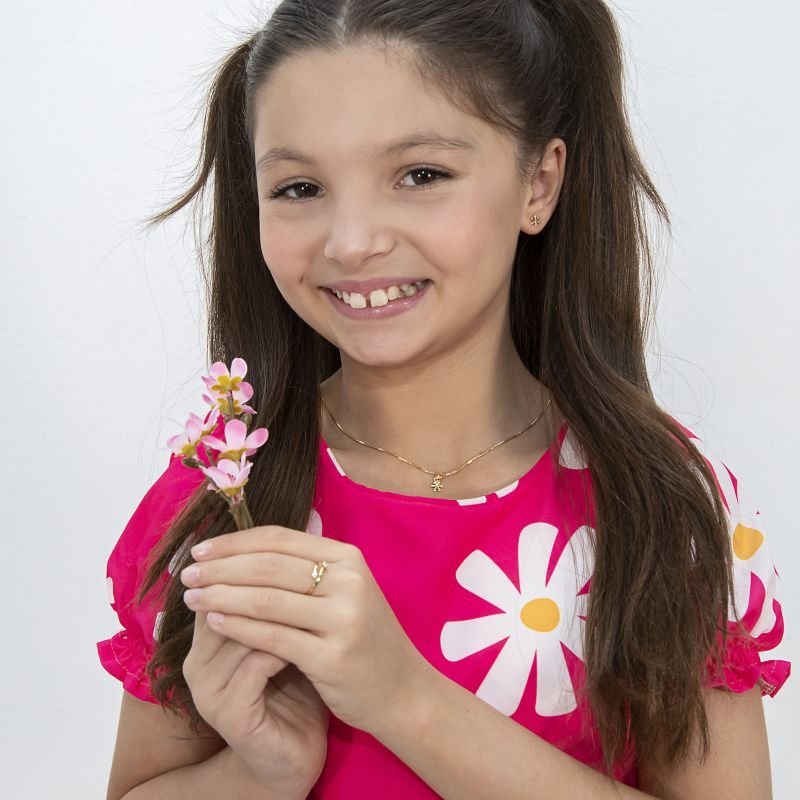 BRINCO E COLAR FLORZINHA 6 PETÁLAS BANHADOS EM OURO