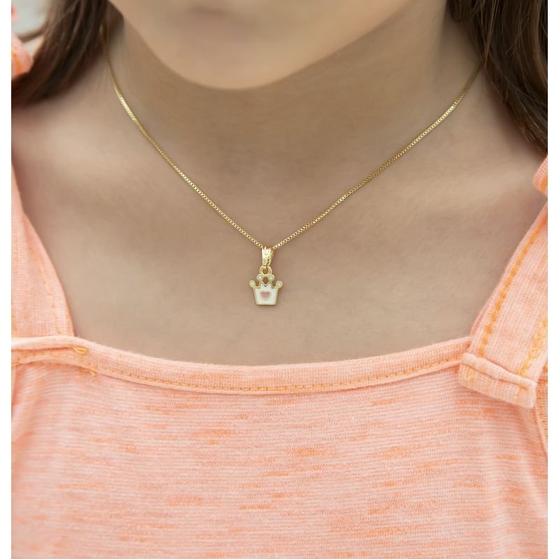 BRINCO E COLAR INFANTIL COROA PRINCESA - BANHADO EM OURO