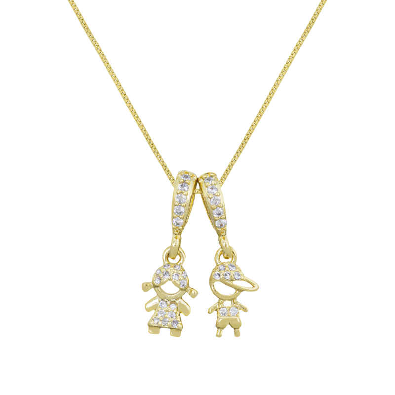 PINGENTE MENINO CRAVEJADO EM ZIRCONIA BANHADO A OURO