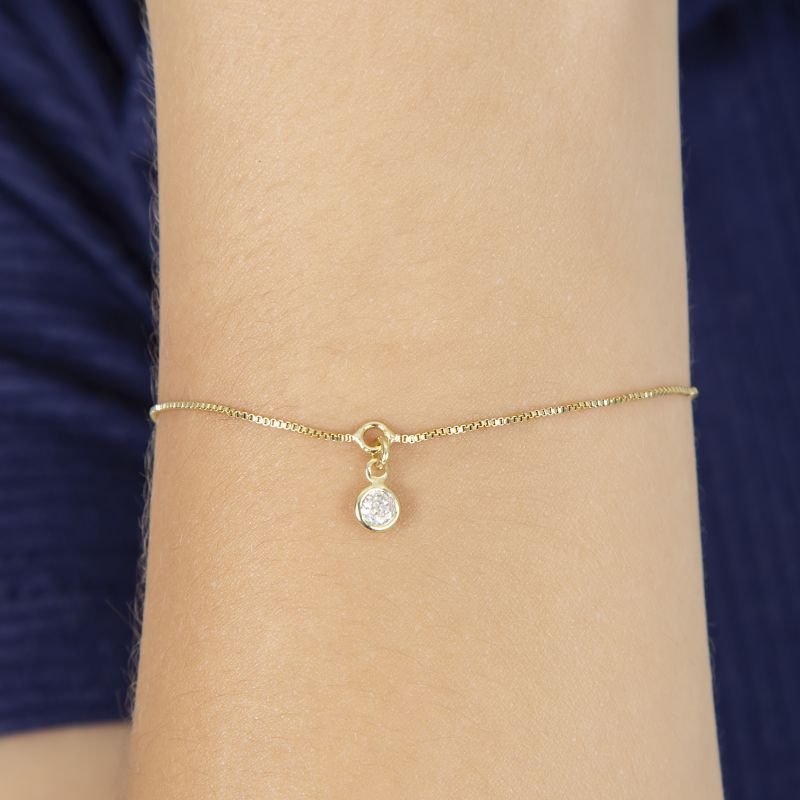 PULSEIRA INFANTIL DE VENEZIANA COM PEDRINHA DE ZIRCONIA PENDURADA