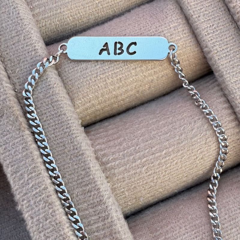 PULSEIRA INFANTIL UNISSEX PERSONALIZADA EM AÇO INOX