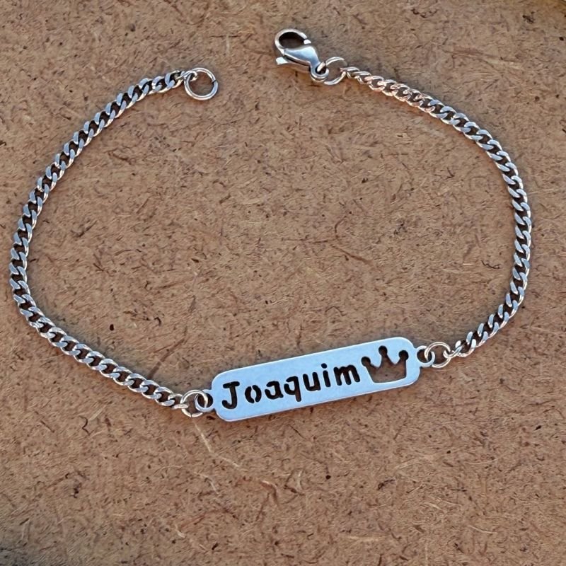 PULSEIRA INFANTIL PARA MENINO PERSONALIZADO EM AÇO INOX