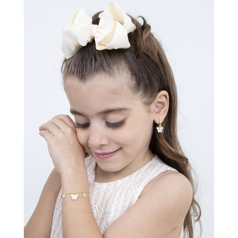 BRINCO INFANTIL ARGOLINHA BORBOLETA E ZIRCÔNIA BANHADO EM OURO