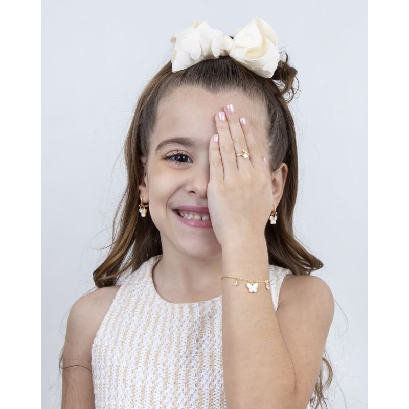 BRINCO INFANTIL ARGOLINHA BORBOLETA E ZIRCÔNIA BANHADO EM OURO