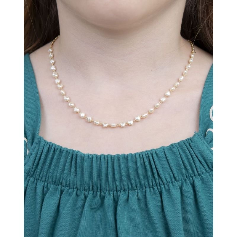 COLAR INFANTIL CORAÇÃOZINHO PÉROLA BANHADO EM OURO