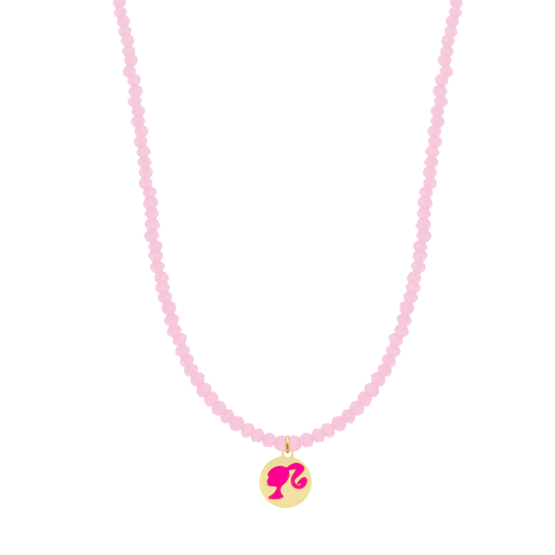 COLAR INFANTIL EM CRISTAIZINHOS COM PINGENTE DA BARBIE RESINADA