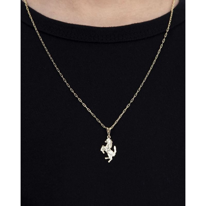CORRENTE INFANTIL MENINO PINGENTE CAVALO BANHADO EM OURO