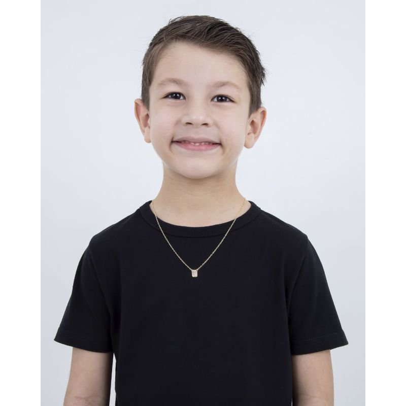 ESCAPULÁRIO INFANTIL 'DEUS É FIEL' COM ORAÇÃO 'PAI NOSSO' BANHADO EM OURO