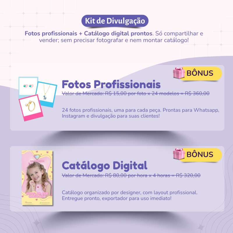 Kit Primeiras Vendas - semijoias infantis