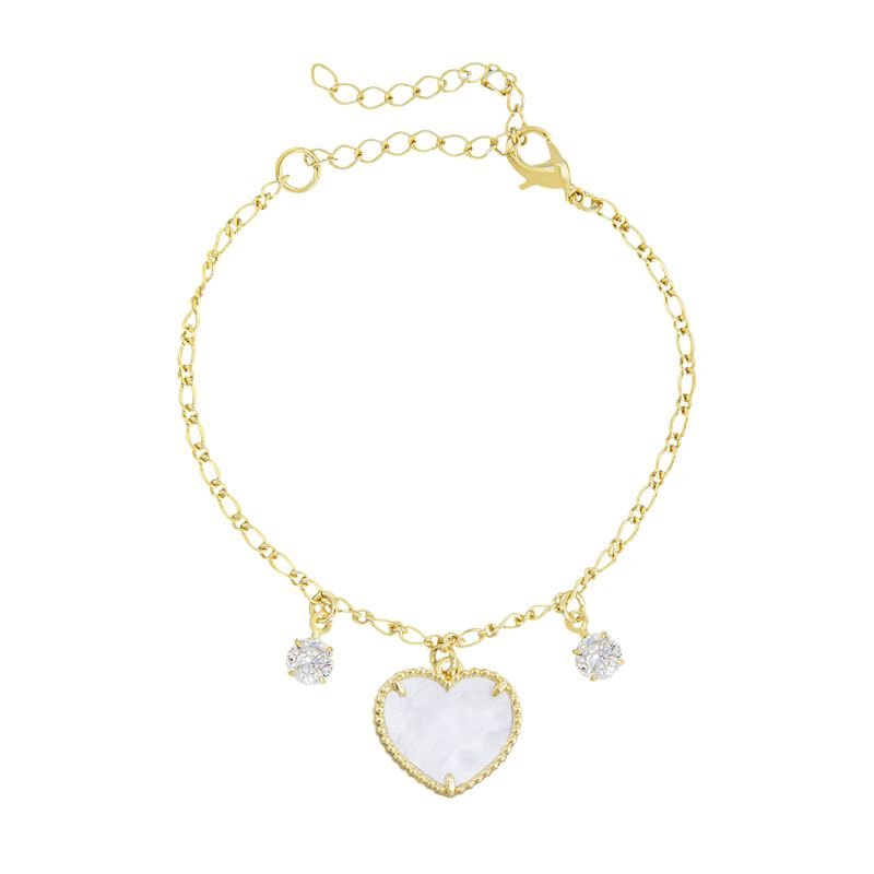 PULSEIRA INFANTIL CORAÇÃO E ZIRCÔNIA BANHADO EM OURO