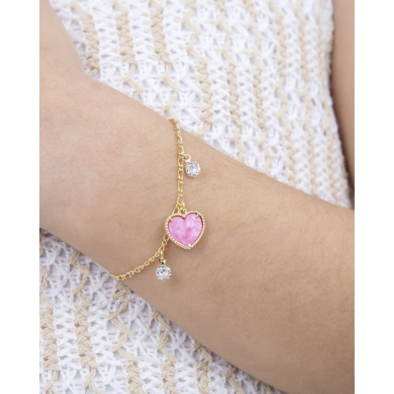 PULSEIRA INFANTIL CORAÇÃO E ZIRCÔNIA BANHADO EM OURO