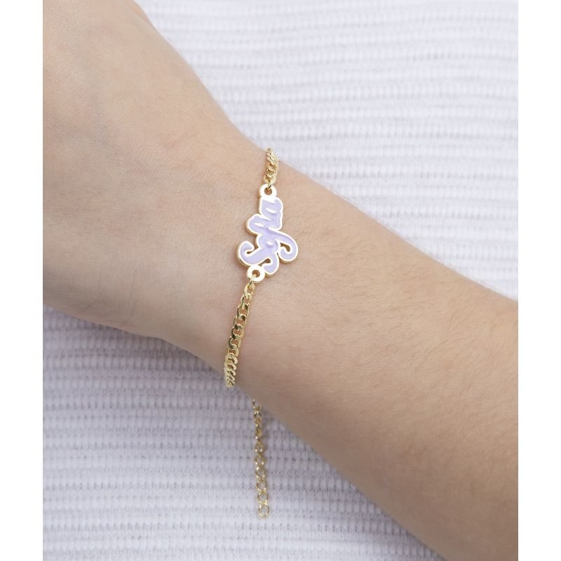 PULSEIRA INFANTIL PERSONALIZADA RESINADA BANHADA EM OURO