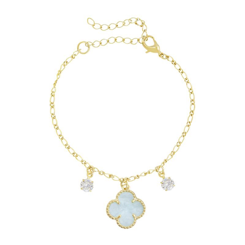 PULSEIRA INFANTIL TREVO E ZIRCÔNIA BANHADO EM OURO