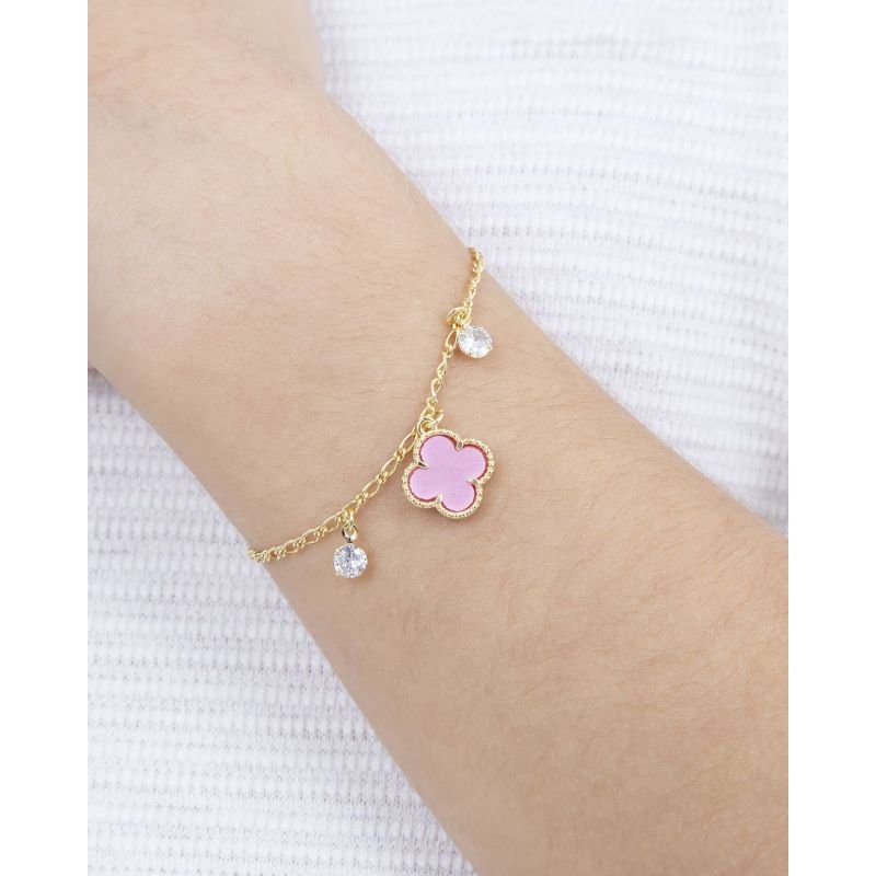 PULSEIRA INFANTIL TREVO E ZIRCÔNIA BANHADO EM OURO