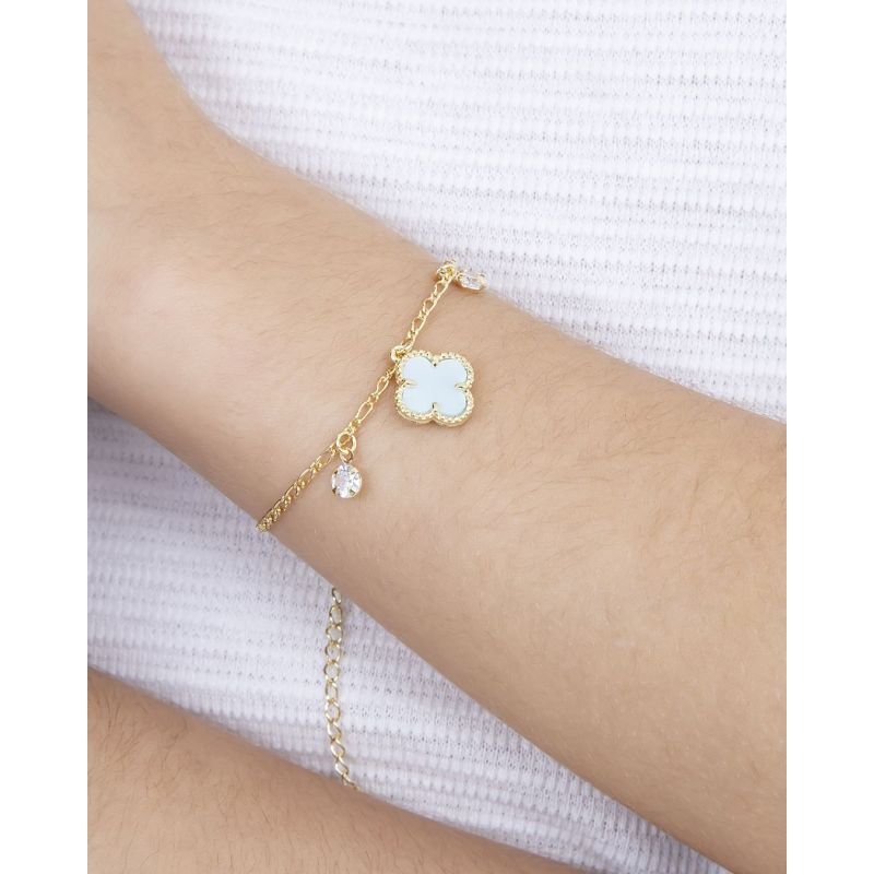 PULSEIRA INFANTIL TREVO E ZIRCÔNIA BANHADO EM OURO